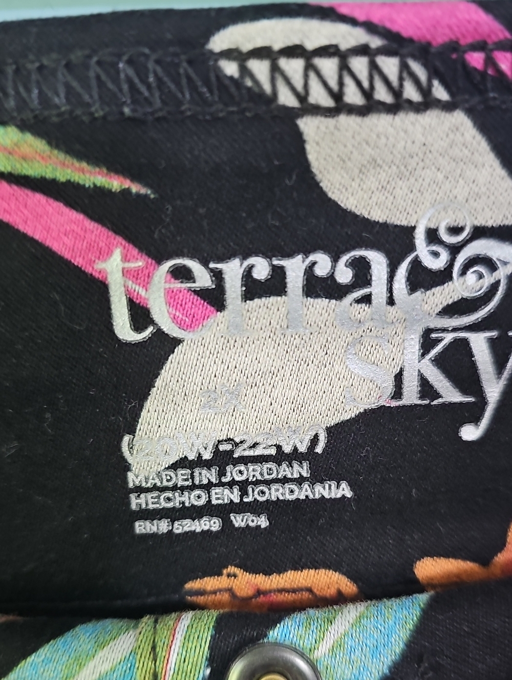 Terra & Sky Women’s Plus Size Skinny Mid-Rise PullOn Tropical Print Jegging 2X - Picture 2 of 3